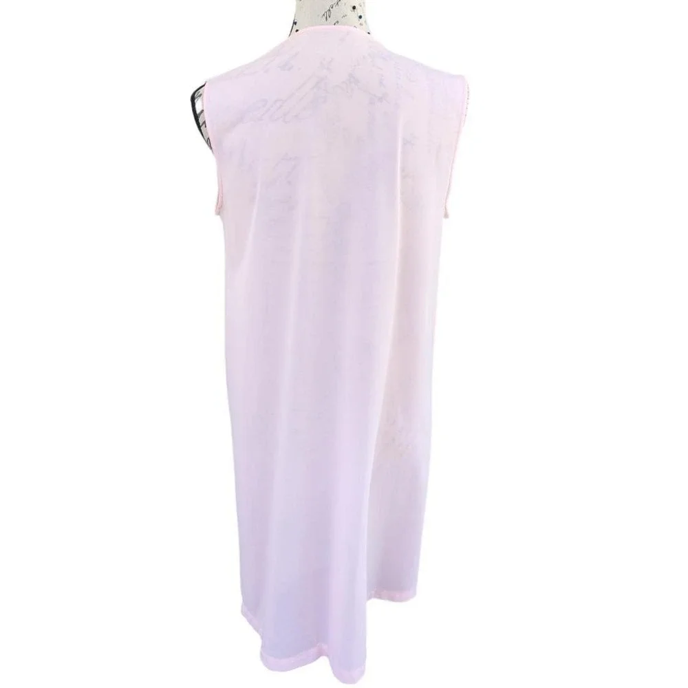 Vtg 70s Gilead Pink Lace Embroidered Yoke Summer Nightgown‎ Medium Coquette